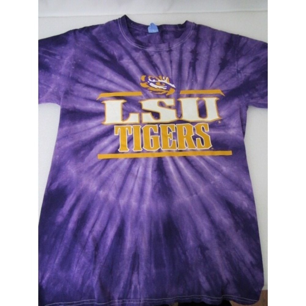 LSU Tigers Tie Dye Purple T-Shirt Sz S ‎ Logo Cotton Shirt